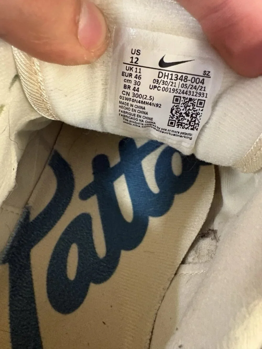 WORN Men’s Nike Air Max 1 Patta Waves Noise Aqua DH1348-004 Size 12 WITH BOX